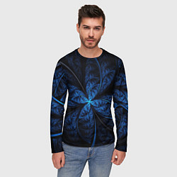 Лонгслив мужской Синий цветок, цвет: 3D-принт — фото 2