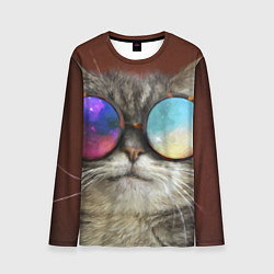 Мужской лонгслив A Cat with multicolored glasses