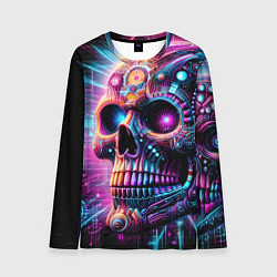 Мужской лонгслив Neon cyber skull