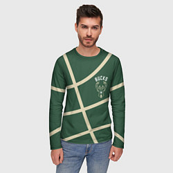 Лонгслив мужской Милуоки Бакс - баскетбольные линии, цвет: 3D-принт — фото 2