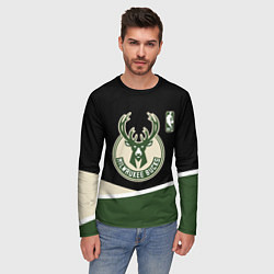 Лонгслив мужской Милуоки Бакс - линии, цвет: 3D-принт — фото 2