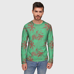 Лонгслив мужской Palm brown turquoise, цвет: 3D-принт — фото 2