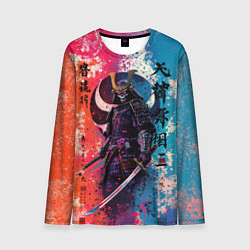 Лонгслив мужской Призрачный самурай - краски, цвет: 3D-принт