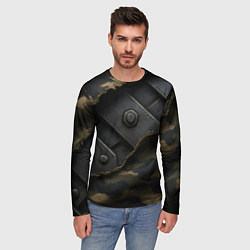 Лонгслив мужской Порванная камуфляжная ткань с металлом, цвет: 3D-принт — фото 2