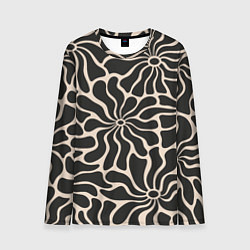 Лонгслив мужской Цветы black pattern, цвет: 3D-принт