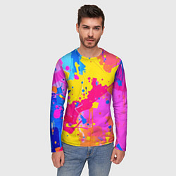 Лонгслив мужской Яркие пятна акриловой краски на стене, цвет: 3D-принт — фото 2
