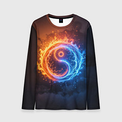 Мужской лонгслив Инь ян огонь и лёд