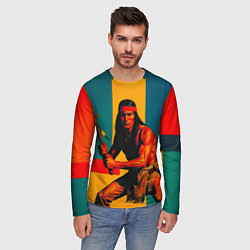 Лонгслив мужской Индеец поп-арт, цвет: 3D-принт — фото 2