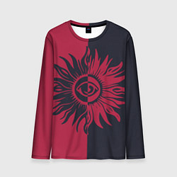 Мужской лонгслив Солнце красно-синее