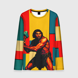 Лонгслив мужской Неандерталец поп-арт, цвет: 3D-принт