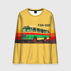 Лонгслив мужской Ретро автобус ГЗА-651 поп-арт, цвет: 3D-принт
