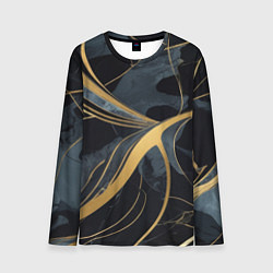 Лонгслив мужской Мраморный узор с золотыми полосками, цвет: 3D-принт