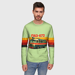 Лонгслив мужской Ретро автобус ПАЗ-672 поп-арт, цвет: 3D-принт — фото 2