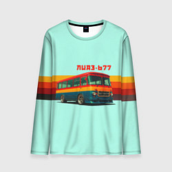 Лонгслив мужской Ретро автобус ЛИАЗ-677 поп-арт, цвет: 3D-принт