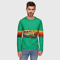 Лонгслив мужской Ретро автобус ГАЗ-03-30 поп-арт, цвет: 3D-принт — фото 2