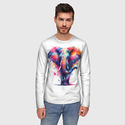 Лонгслив мужской Радужный слон, цвет: 3D-принт — фото 2