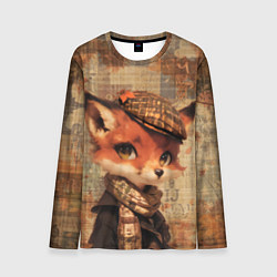 Лонгслив мужской Лисенок на винтажном фоне, цвет: 3D-принт