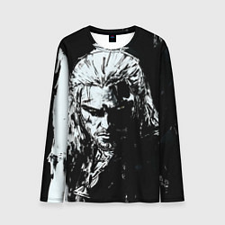 Лонгслив мужской Ведьмак черно-белый портрет, цвет: 3D-принт