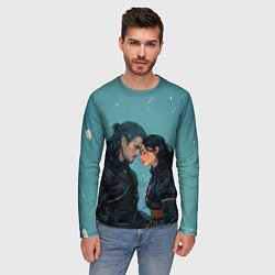 Лонгслив мужской Йеннифэр и Геральт под снегом, цвет: 3D-принт — фото 2