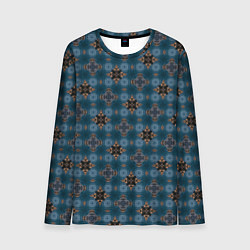 Лонгслив мужской Сине-черный узорчатый паттерн, цвет: 3D-принт