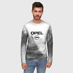 Лонгслив мужской Opel на сером абстрактном фоне, цвет: 3D-принт — фото 2