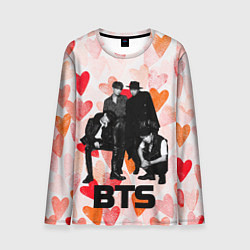Мужской лонгслив BTS на фоне сердечек