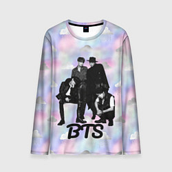 Лонгслив мужской BTS черно-белый стиль, цвет: 3D-принт