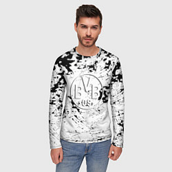 Лонгслив мужской Borussia черно белые краски, цвет: 3D-принт — фото 2
