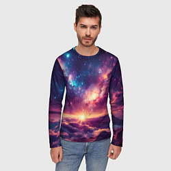 Лонгслив мужской Фантастический космос вид с планеты, цвет: 3D-принт — фото 2