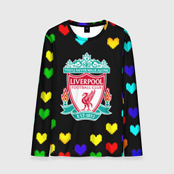 Лонгслив мужской Ливерпуль пиксельные сердца, цвет: 3D-принт