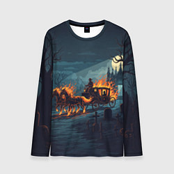 Мужской лонгслив Призраки в горящей конной повозке