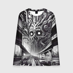 Мужской лонгслив Art skull in metropolis - ai art fantasy