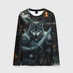 Лонгслив мужской Воин волк с мечом, цвет: 3D-принт