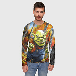 Лонгслив мужской Шрек в осеннем лесу, цвет: 3D-принт — фото 2