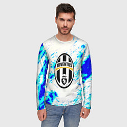 Лонгслив мужской Ювентус голубые краски, цвет: 3D-принт — фото 2