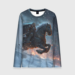Лонгслив мужской Всадник на лошади в снежную бурю, цвет: 3D-принт