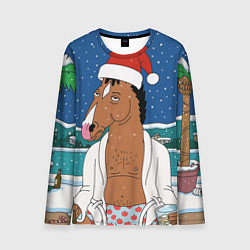 Лонгслив мужской Новогодний Конь Боджек, цвет: 3D-принт