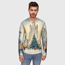 Лонгслив мужской Москва новогодняя елка, цвет: 3D-принт — фото 2