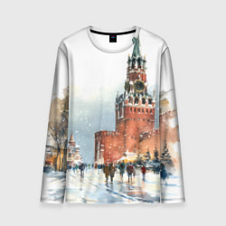Лонгслив мужской Новогодний Кремль, цвет: 3D-принт