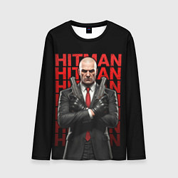Лонгслив мужской Хитман скрестив руки с пистолетами, цвет: 3D-принт