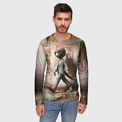 Лонгслив мужской Пришелец в костюме в полосочку, цвет: 3D-принт — фото 2