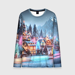 Мужской лонгслив Городок в новогодних огоньках