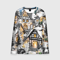Мужской лонгслив Объемные новогодние дома