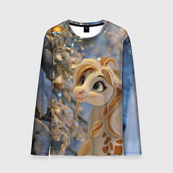 Мужской лонгслив Новогодняя лошадка в крапинку