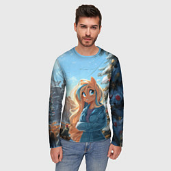 Лонгслив мужской Лошадка на новогодней площади, цвет: 3D-принт — фото 2