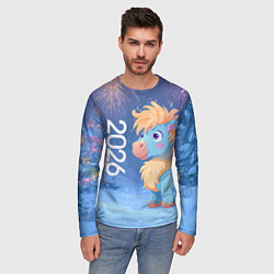 Лонгслив мужской Милая лошадка 2026, цвет: 3D-принт — фото 2