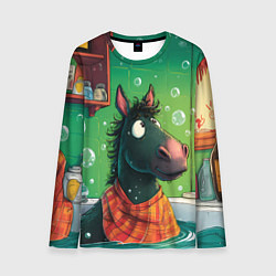 Мужской лонгслив Лошадь моется в ванной