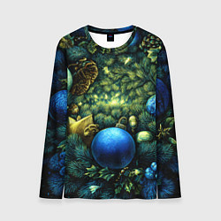 Мужской лонгслив Новогодние шарики на елке