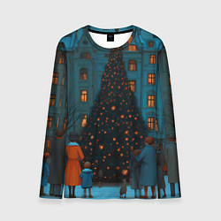 Мужской лонгслив Люди встречают новый год во дворе