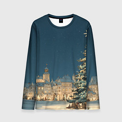 Лонгслив мужской Новогодняя атмосфера в городе, цвет: 3D-принт